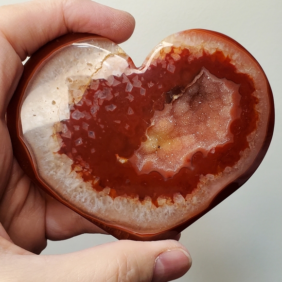Carnelian Crystal Heart With Druzy - Picture 10 of 12